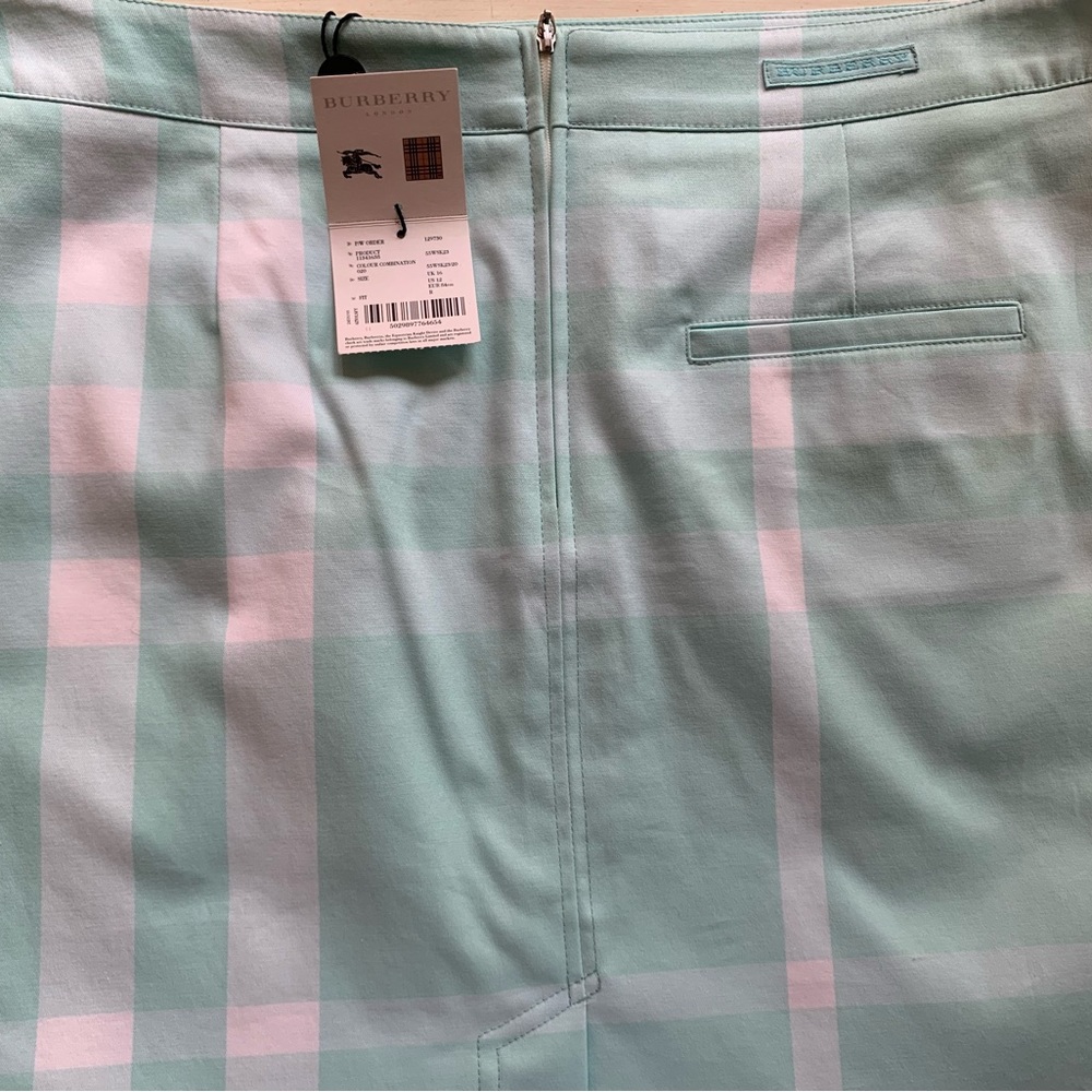 Burberry-NWT-Women’s Golf Skirt-Mint with White Plaid-Size US 12